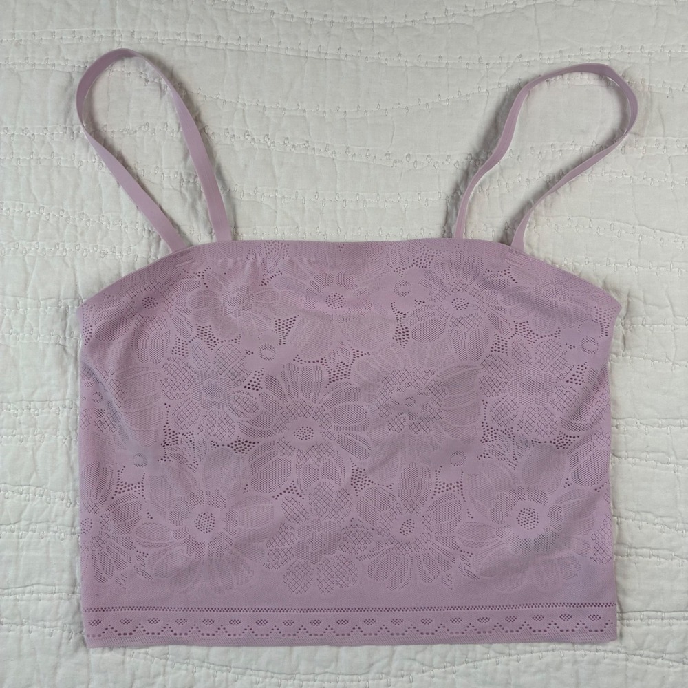 Aerie Smoothez Lace Tank Top Cropped Brami Bra Cami Purple Lavender XS Fairycore